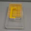 JUXYES Plastic Carry Storage Box with Removable Dividers, Clear Art Craft Supply Storage Bin Sewing Box With Handle Lid, 2 Layers Stationery Storage Case for School/Office Supplies (1 Pack, Yellow)