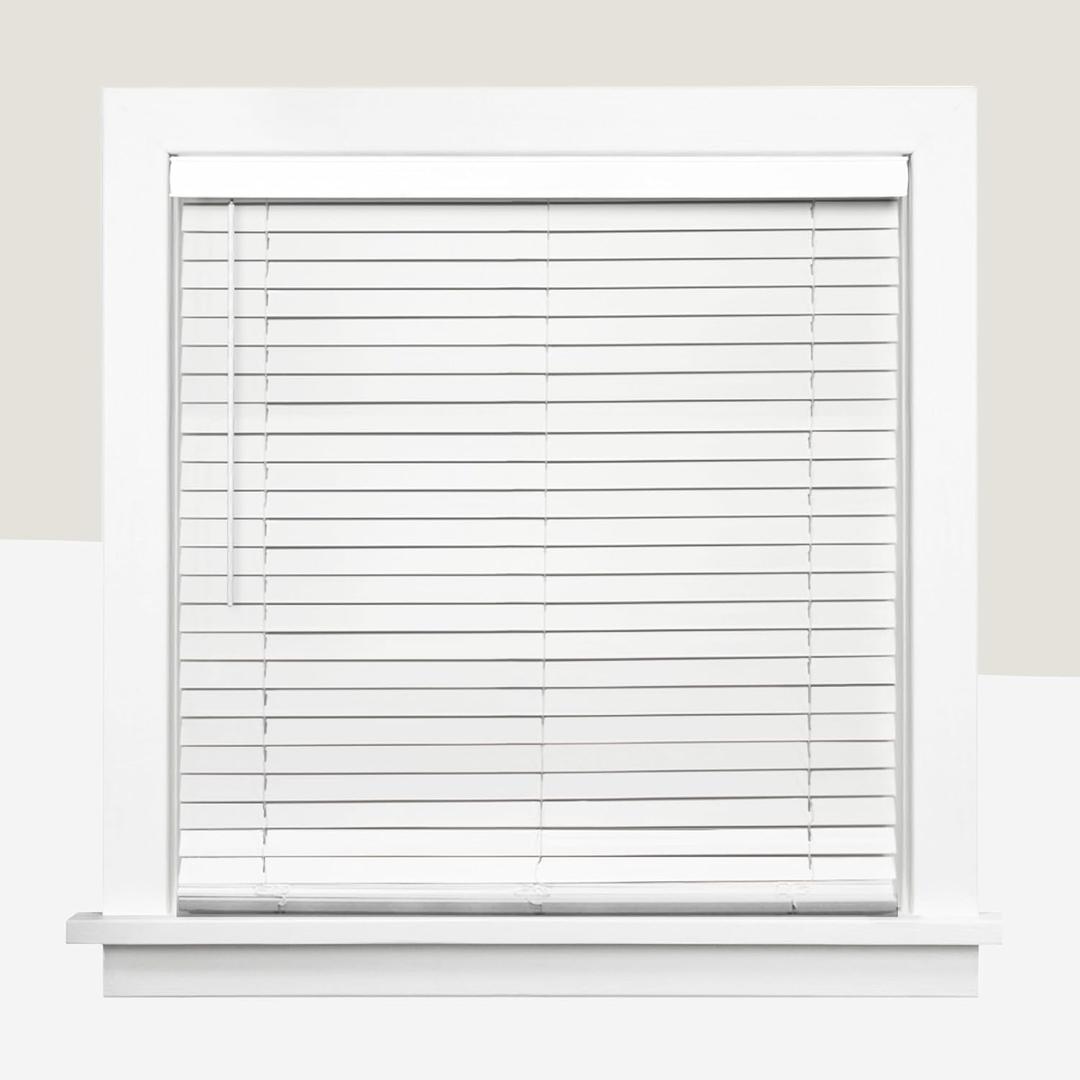 CHICOLOGY 2" Cordless Faux Wood Blinds, Room Darkening Smooth PVC Window Blinds, Cordless Lift, Light Control and Privacy, Inside/Outside Mount, Moisture Resistant, Basic White, 23" W x 48" H