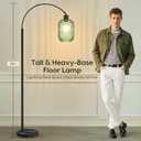 COTTHOS Glass Floor Lamp for Living Room, Modern Standing Lamp with Ribbed Glass Lampshade Marble Base, 68” Tall Lamp with Remote Control and Pedal Switch for Bedroom(6000K LED Bulb Included)