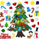 3.2 Ft Felt Christmas Tree with 32 Ornaments, DIY Felt Christmas Tree Set for Montessori, Hanging Ornaments DIY Tree Set Xmas New Year Wall Decorations