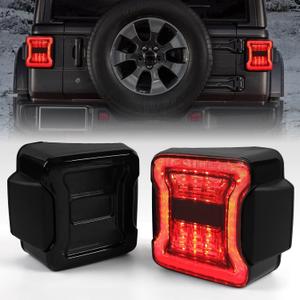 Smoked LED Tail Lights for Jeep Wrangler JL JLU 2018-2022 [Not Include Blind Spot Detection] [DOT Approved] [OE Style] [Plug n Play]