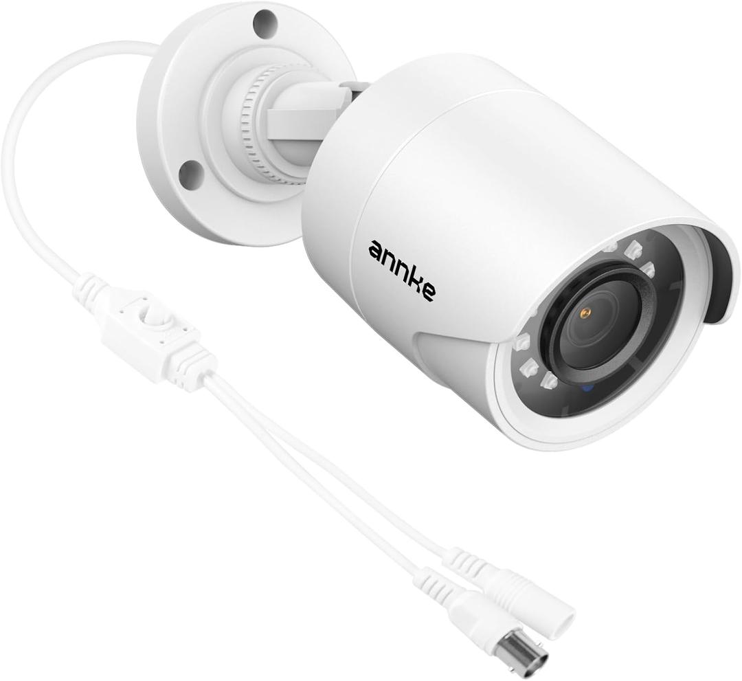 ANNKE 1080p Security Camera 4-in-1 CCTV Bullet Wired Cam, AHD/TVI/CVI/CVBS, Analog Surveillance Video AddOn Cams for Indoor/Outdoor Use, 100ft Clear Night Vision (Power Adapter Not Included) (White)