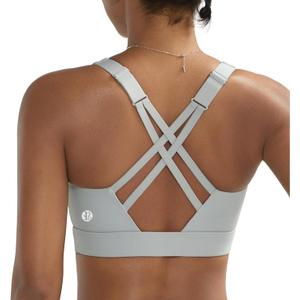 RUNNING GIRL Sports Bras for Women High Impact,Adjustable Strappy Back Molded Cup High Support Sports Bra with Sewn in Pads (Gray, XL)