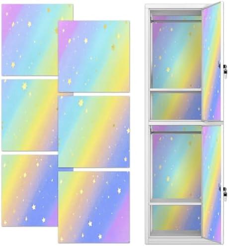 Pack Of 2 6 Pcs School Locker Magnetic Wallpaper 12" x 12"Removable, Waterproof, Trimmable Sticker Locker Decorations Accessories, Back to School Supplies University Students Teens and Office Wall (Rainbow)
