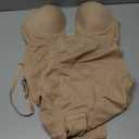 SHAPSHE Backless Shapewear Strapless Deep U Plunge Bodysuit for Women Built In Bra Tummy Control Low Back Body Shaper (Large, Tan)