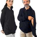 Inspired Comforts Unisex Dialysis & IV Access Hoodie  Dual Arm Zippers, Thumbhole Sleeves & Pockets (Small, Black)