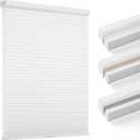 Changshade Cordless & Light Filtering Cellular Shade, Tools-Free Pleated Polyester Honeycomb Shade, Light Blocking Window Shade and Blind, 27 inches Wide, White CEL27WT50B