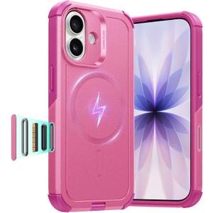 ESR for iPhone 17 Case, 7X Military-Grade Drop Protection, Shock-Absorbing Rugged Cover with Camera Control Button, MagSafe Accessories Compatible, Cyber Series, Rosy Pink