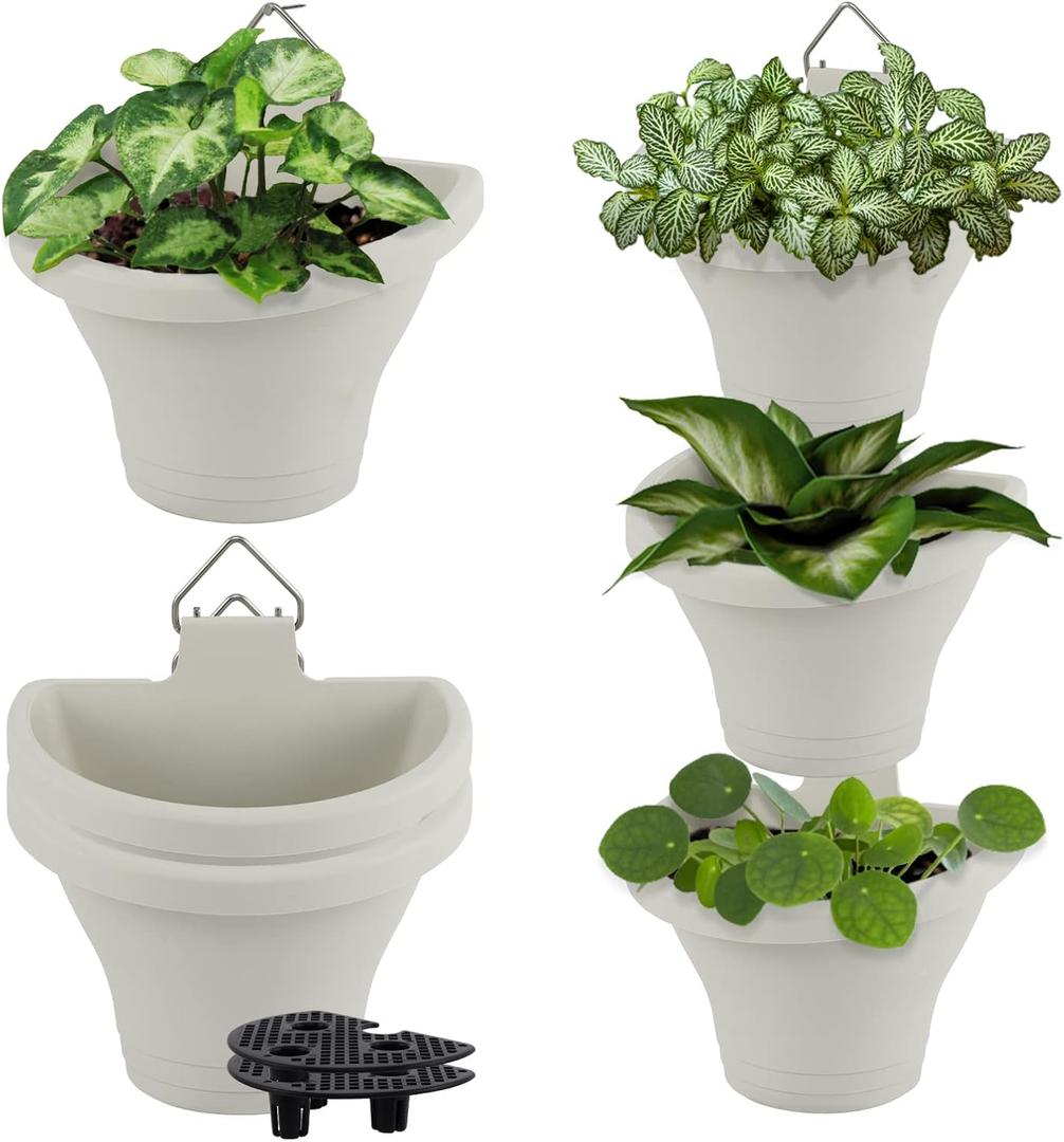 MADHOLLY 6 Pcs Hanging Vertical Planter- Plastic Wall-Hanging Flowerpot with Hooks Leaky Grid- Free Combination Wall Mounted Planter for Outdoor Yard Garden Indoor Hanging Decorations (White) MADHOLLY 6 Pcs Hanging Vertical Planter- Plastic Wall-Hanging Flowerpot with Hooks Leaky Grid- Free Combination Wall Mounted Planter for Outdoor Yard Garden Indoor Hanging Decorations (White)