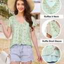 Timeson Women's Tops Dressy Casual: Loose Fit - Plus Size Blouses for Women - Womens Short Sleeve Shirts Floral Ladies Office Work Outfits Peasant Summer Tunic for Leggings Hide Belly Mesh Yellow 2XL