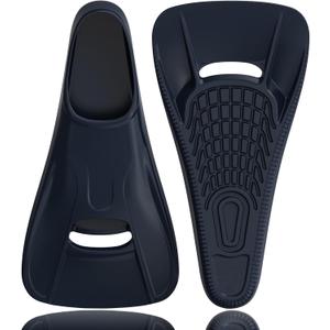 Swim Fins Adult Swim Training Fins for Pool Lap Swimming Comfortable Silicone Full Foot Pocket Travel Size Fins Short Blade Floating Flippers for Snorkeling Diving Swimming Adult Men Women (M (US Male 7.5-8.5 US Female 8.5-9.5), Navy)
