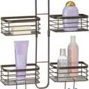 mDesign Metal Steel Hanging Shower Caddy, 4 Basket Organizer Rack for Bathroom; Hold Handheld Shower Head, Hose, Shampoo, Conditioner, Shaving Cream, Soap, Loofah - Carson Collection - Bronze