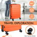 AnyZip Luggage PC ABS Hardside Lightweight Suitcase with 4 Universal Wheels TSA Lock Carry-On 20 Inch Orange
