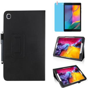 Slim Leather Case for Samsung Galaxy Tab A7 Lite 8.7'' 2021 (SM-T220 T225 T227), Multi-Angle Stand Full-Protective Tablet Cover Book Case with Stylus Pen,Screen Film (Black)