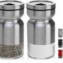Salt and Pepper Shakers Set with Adjustable Pour Holes by CHEFVANTAGE - Stainless Steel