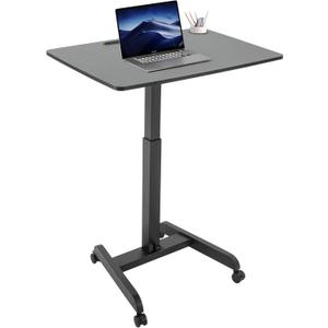 Rolling Laptop Desk Adjustable Height(29.5- 43.7)Mobile Workstation Cart with 23.6" x 20.5"Desktop, Standing Desk Mobile Portable PC Table for Home, Office or Classroom in Black