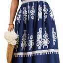 CICIDUDU Plus Size Spaghetti Strap Summer Boho Floral Dress Beach Sleeveless Sundress Smocked Maxi Dress with Pockets 2026 (Blue, XL)
