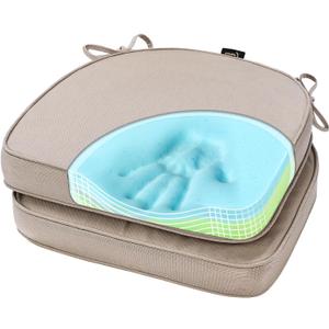 SUNROX Gel Memory Foam Chair Cushions, FadeShield Water, StainResistant Durable Reversible Seat Cushion Pads with Ties for Indoor/Outdoor Kitchen Dining Office, 17"x16", Set of 4, Cream