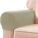 SUBRTEX Stretch Armrest Covers Spandex Arm Covers for Chairs Couch Sofa Armchair Slipcovers for Recliner Sofa with Twist Pins 2pcs (Sand)