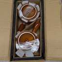 LE TAUCI French Onion Soup Bowls, 22 Ounce Ceramic Soup Bowls with Handles, Soup Crocks with Lids for Soup, Cereal, Chilli, Beef Stew, Oven Safe Stackable Serving Bowls Set, Set of 4