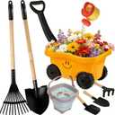 Toddlers Rake & Shovel Set with Wheelbarrow, Kids Yard Tools for Digging, Gardening, Beach, Sandbox, Lawn, Camping, Summer Outdoor Garden Toys Gifts for Children Age 2-5 Years Old