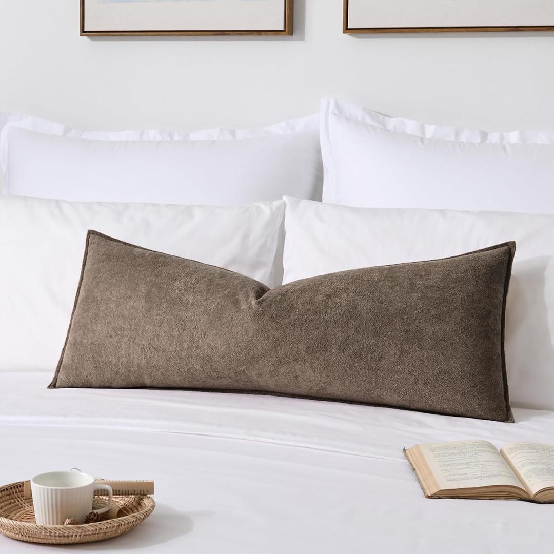 Kevin Textile 14x36 Inch Long Lumbar Cover 1 Pack Soft Boucle Textured Decorative Waterproof Rectangle Cushion Elegant Accent Pillows for Couch Sofa Chair Bed Home Decor Indoor Outdoor Coco Brown