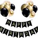 Black Gold Happy Birthday Banner Perfect for Party Decorations