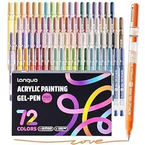 Joyask Acrylic Gel Pens, 72 Colored Pens for Black Paper & White Paper, 1.0 mm Point Colorful Pens for Coloring, Writing, Drawing, Journaling, Note Taking, Office, Home