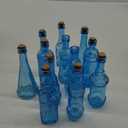 Small Blue Vintage Glass Bottles with Corks, Mini Vases, Decorative, Potion, Assorted Design Set of 12 pcs, 4.6 Inch Tall (11.43cm), 1.4 Inch Wide (3.56cm)