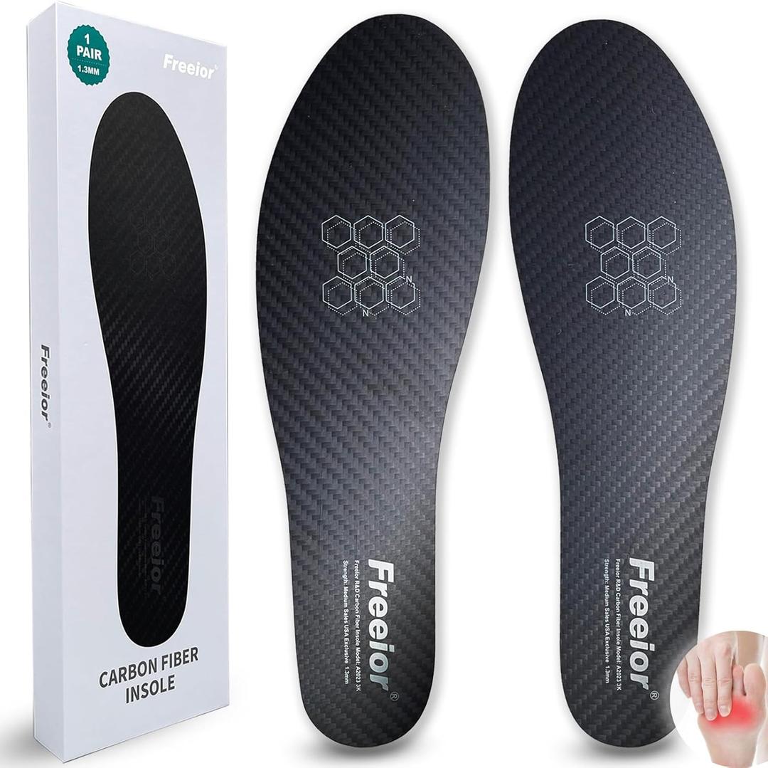 Carbon Fiber Insole for Pain Relief of Turf Toe, Hallux Rigidus and Limitus, Foot Fractures Recovery, Rigid Thin Foot Plate Carbon Fiber Shoe Inserts for Men Women 1 Pair 9.05" - 230mm