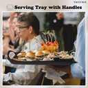 YACEYACE Serving Trays, 2 Pack of Grey Serving Trays, Non Slip-Food Trays with Handles, Trays for Serving Food, Party, Drink, Dining, Cake