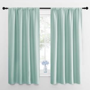 NICETOWN Blackout Curtains for Bedroom, Blackout Curtain Panels, Aqua Blue, 1 Pair, 42 by 45-inch, Window Treatment Energy Saving Thermal Insulated Solid Rod Pocket Blackout Drapes/Draperies