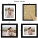 Hongkee 9x11 Picture Frame Set of 4, Made of Real Glass and Black Frame - Display Picture 7x9 with Mat or 9x11 Without Mat, 9 by 11 Photo for Wall or Tabletop
