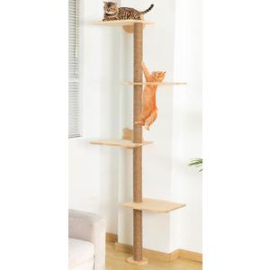 Cat Tree Wall Mounted Tall Scratching Post for Indoor Cats Climbing Tower Activity Wood Cat Wall Furniture 73 inch