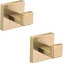 Towel Hook, Compatible with Champagne Bronze Bathroom Towel Hook, 304 Stainless Steel Wall Mounted Robe Hook for Kitchen Bathroom Hotel, Rustproof Modern Square Design, 2 Pack