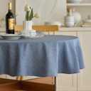 Decorelia Waterproof Round Tablecloth for Round Dining Table, Decorative Rustic Soft Wipeable Table Cloths Cover Indoor Outdoor Use for Holiday,Wedding, Kitchen (70 Inch,Round (4-6 Seats),Denim Blue)