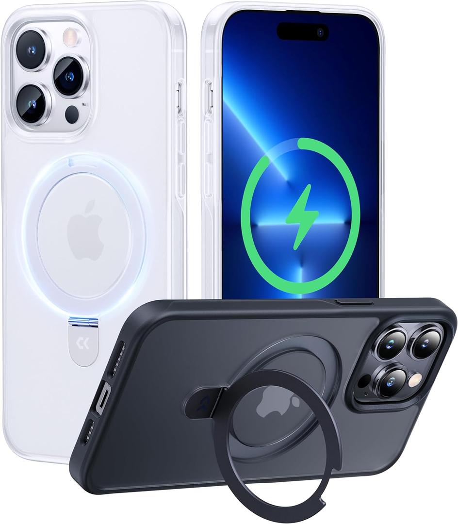 CASEKOO Designed for iPhone 13 Pro Max Case with Magnetic Invisible Stand  Shockproof Slim Translucent Matte Promax Case 6.7 Inch, Translucent White
