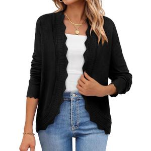 PRETTYGARDEN Cardigans for Women Lightweight Casual Long Sleeve Knitted Open Front Shrugs Sweaters 2026 Fall Clothes (Black, M)