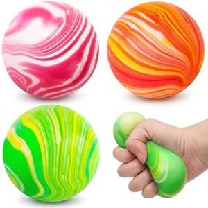 LovesTown Stress Ball, 2.5" Squeeze Ball Assorted Colors Dough Fidget Toy 3 Colors for Adult Stress Relief Hand Exercise Increase Entertainment, Party Favors Birthday Gifts, Medium