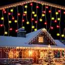 150 LED Christmas Icicle Lights 27 Drops 12.5ft Red and White Frosted Christmas Light for Xmas Tree Holiday Party Wedding House Patio Window Outdoor Decor