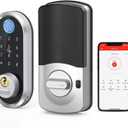 Smart Keyless Entry Door Lock - SMONET Fingerprint Electronic Deadbolt Touchscreen Keypad Biometric Digital Bluetooth Door Lock Smart Deadbolt Compatible with Alexa for Homes and Hotel Silver