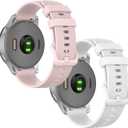 Silicone Watch Band for Garmin Vivoactive 4S, Venu 2S & Forerunner 255s - 18mm, Fossil Gen 6/5E 42mm & Q Venture Gen 4 HR (White+Pink)