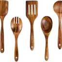 Wooden Spoons for Cooking, Wooden Utensils for Cooking Natural Teak Wooden Kitchen Utensils Set Comfort Grip(5 PCS SET)