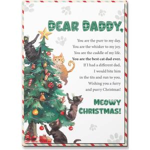 10 x Christmas Card for Cat Dad Owners Lovers, Christmas Card from Cat with Envelope and Seal, Funny Cat Christmas Card, Cat Dad Christmas Gift, Cat Daddy Cards
