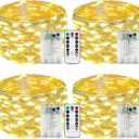 4Pack Fairy Lights Battery Operated with Remote & Timer & 8 Modes, Waterproof 16 FT 50 LED String Lights Outdoor Indoor, Battery Twinkle Lights for Christmas Bedroom Centerpiece Décor (Warm White)