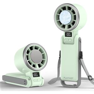 Portable Handheld Turbo Fan with Ice Cooling, Rechargeable Personal Fan, Up tp 12Hrs Cooling, 5 Speed 25550RPM Powerful Portable Fan for Travel, Outdoor, Camping, Hiking (Green)