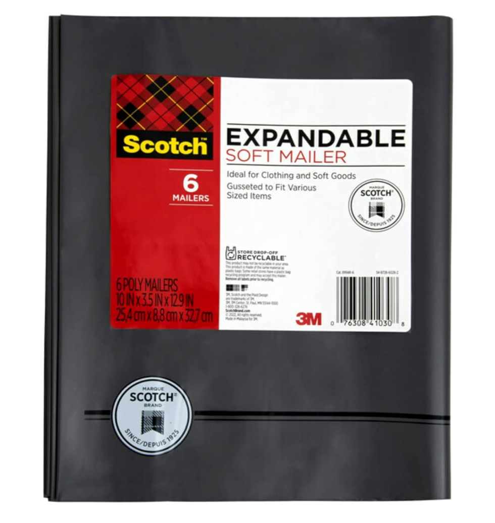 Scotch Expandable Polly Mailer 10x12.9in, Pack of 3
