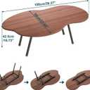 Foldable Coffee Table,Mid Century Modern Coffee Table Living Room Tables,Cloud Shape Irregular Center Table,Portable Folding Table for Small Spaces,Living Room,Bedroom,Entryway,Easy Assembly,Walnut, 39.37" X 21.65" X 16.53"