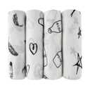 2 x Bunnikins & Clover Muslin Swaddle Blankets for Boys and Girls, Baby Receiving Blankets Unisex, Newborn Essentials for Registry & Gift, 47x47 Inches Swaddles for Newborns, Set of 4