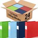 Henoyso 24 Pcs 1.5 Inch 3 Ring Plastic Binder Bulk,Soft Colors
